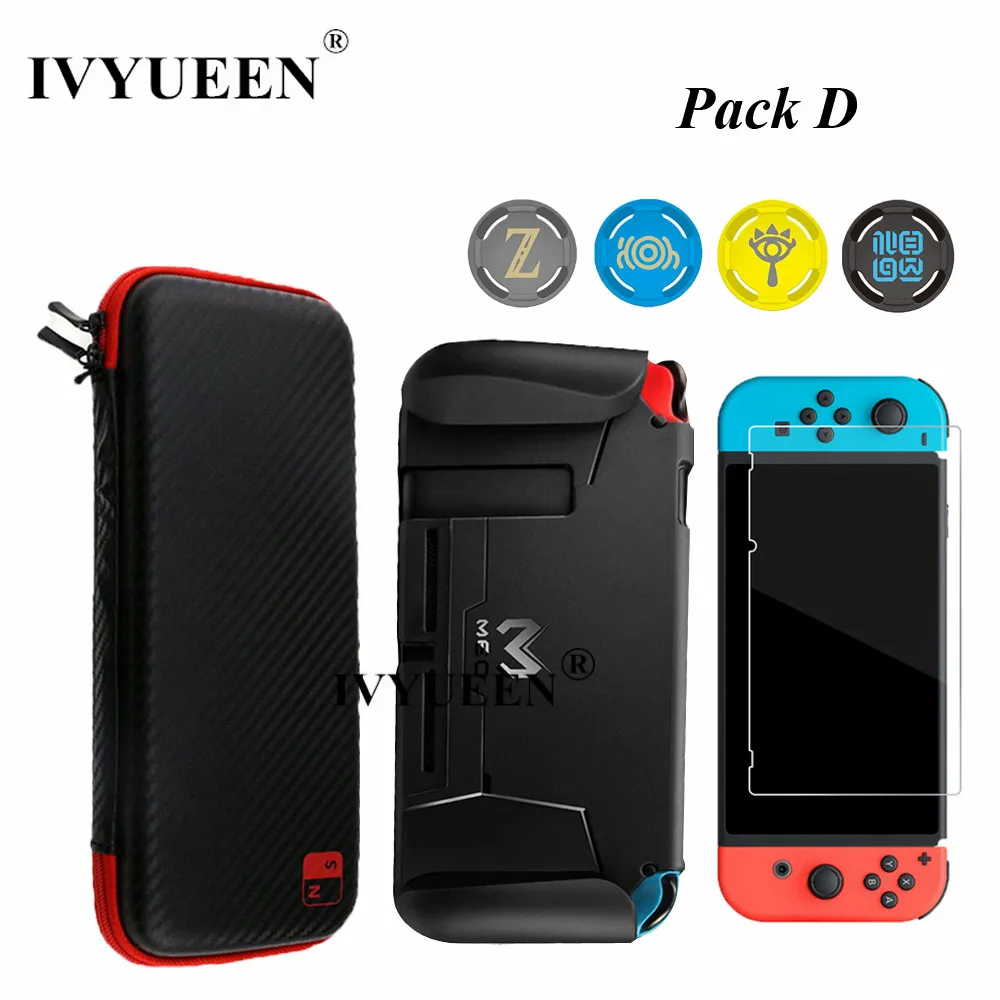 IVYUEEN 7 в 1 для Nintendo doswitch NS консоль дорожная сумка для переноски и закаленное стекло пленка и твердая оболочка аналоговая защитная накладка крышка