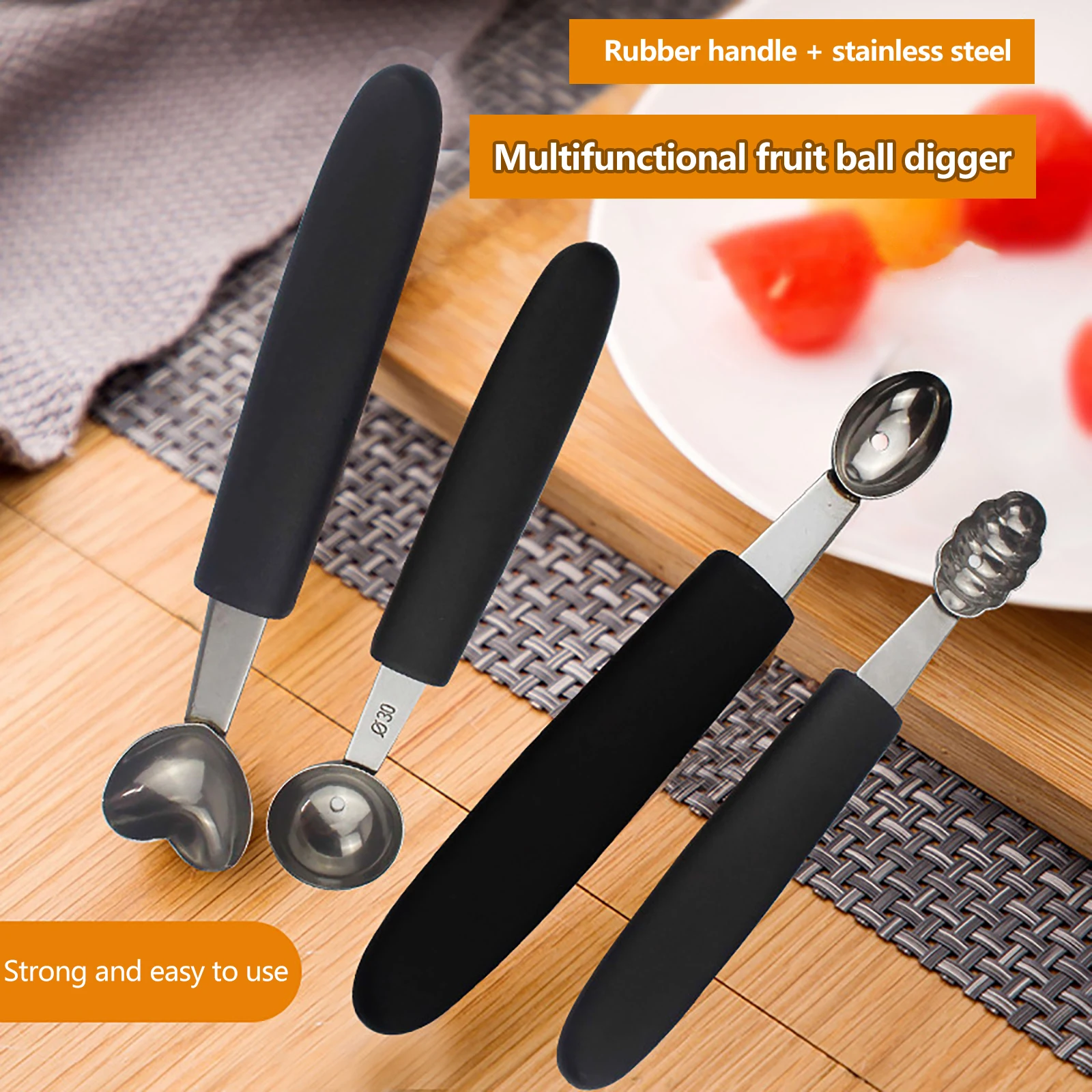 

7pcs Digging Spoon Tool Ice Cream Scoop Platter Gadget Watermelon Kitchen Stainless Steel Ball Digger