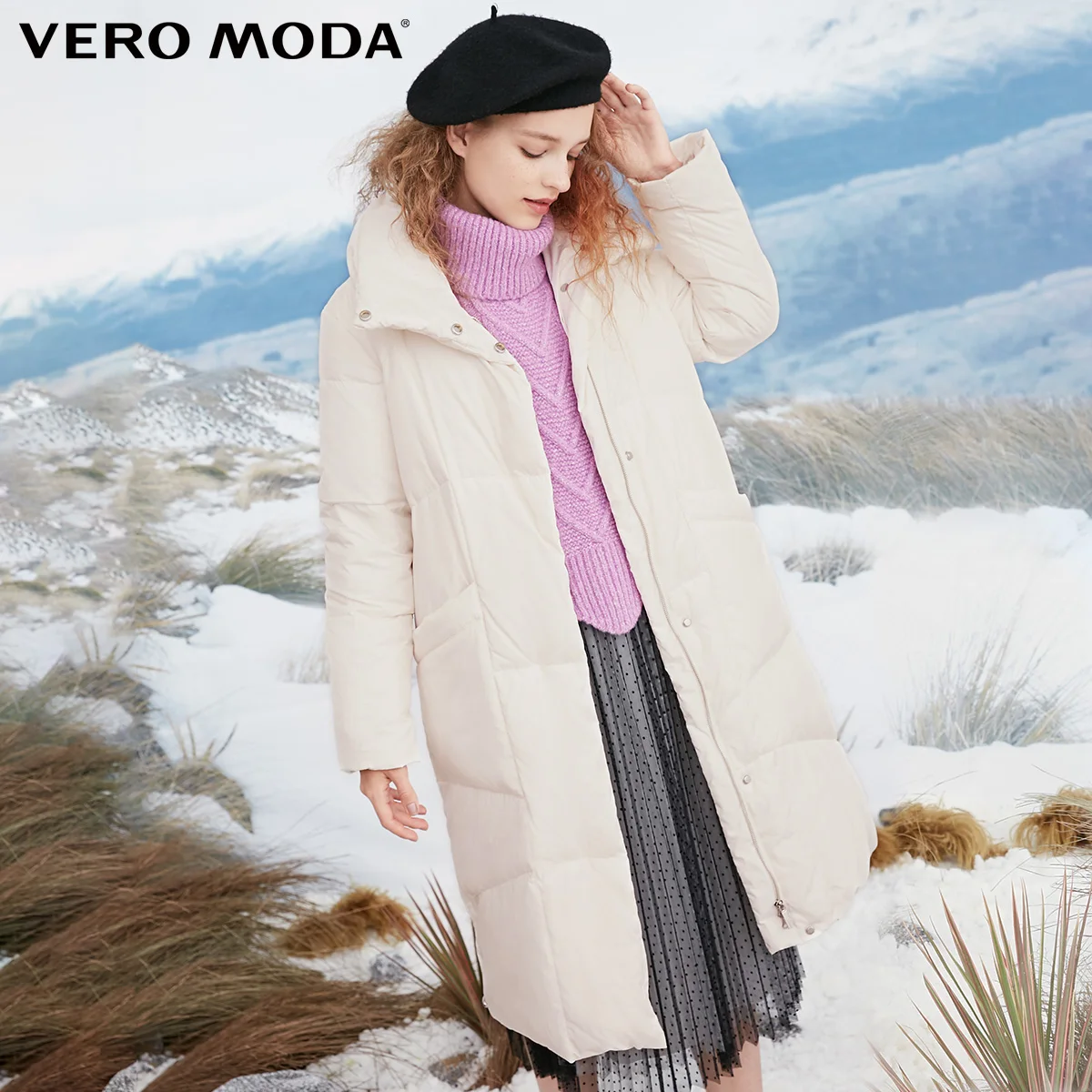 Vero Moda женский с высоким воротником ветрозащитный рукав 80% белый утиный пух длинный пуховик парка пальто | 318412501