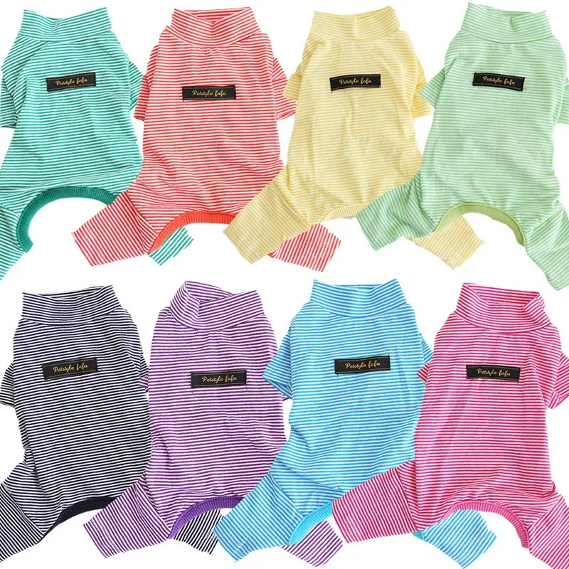 Новинка весенне осенняя одежда для собак в полоску мягкий хлопковый комбинезон