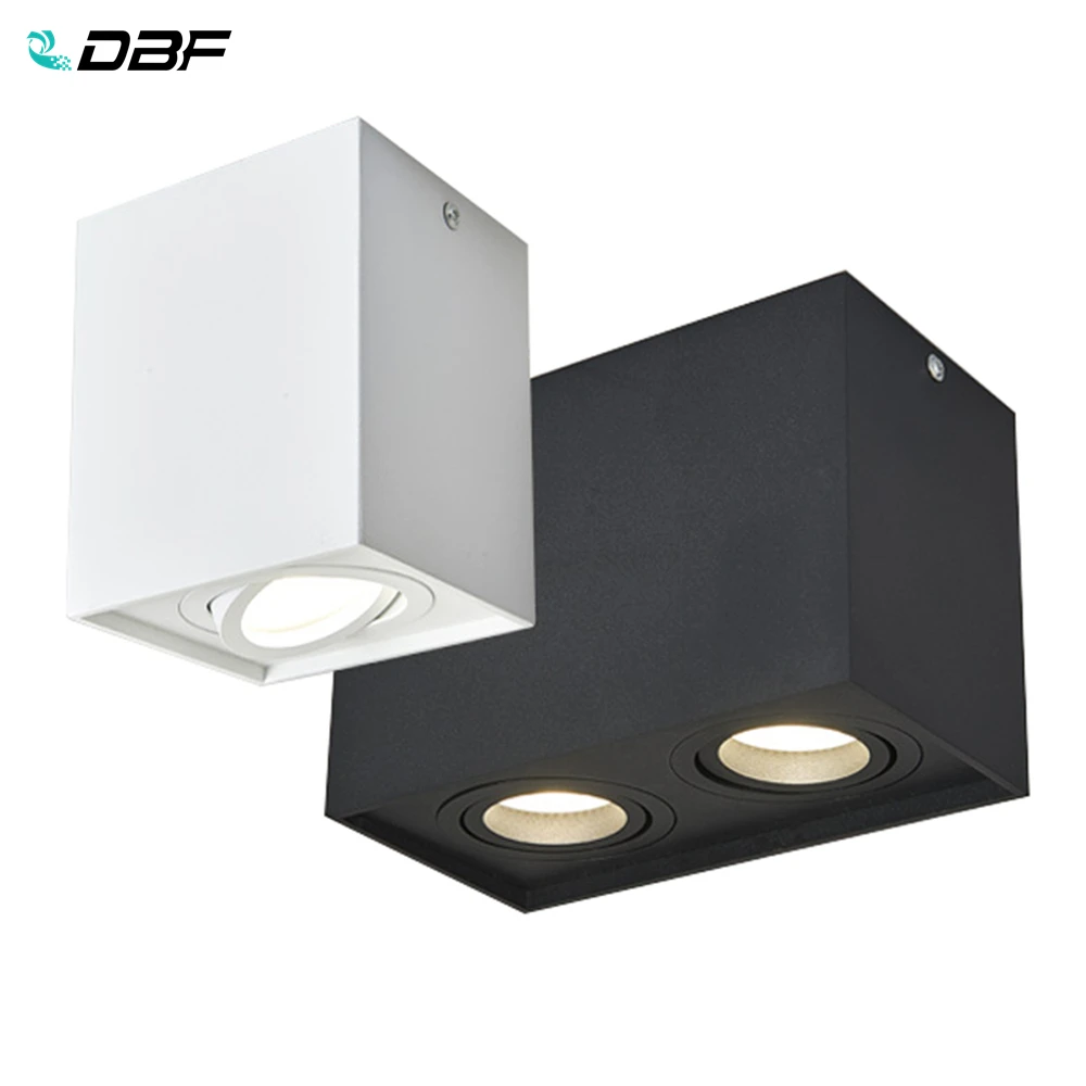 

[DBF]Angle Adjustable Surface Mounted LED Downlight+Replaceable GU10 LED Bulb 5W 7W 10W 14W Square LED Ceiling Spot Light 220V