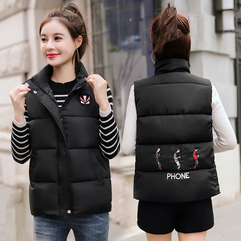 

large size waistcoat Women tank tops Autumn winter vest women jacket sleeveless jacket stand collar sleeveless Women's vest