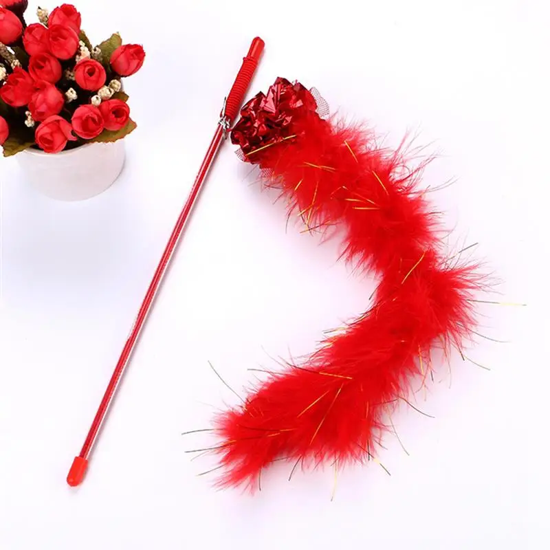 

Funny Cat Toy Rod Kitten Cat Pet Toy Stick Teaser Colorful Streamer Interactive Cat Play Wand With Feather Toys For Cats