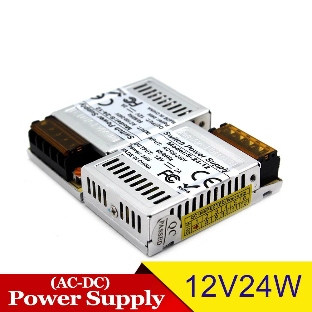 Одиночный источник питания постоянного тока Переключение 12 В 2A 24 Вт светильник ing