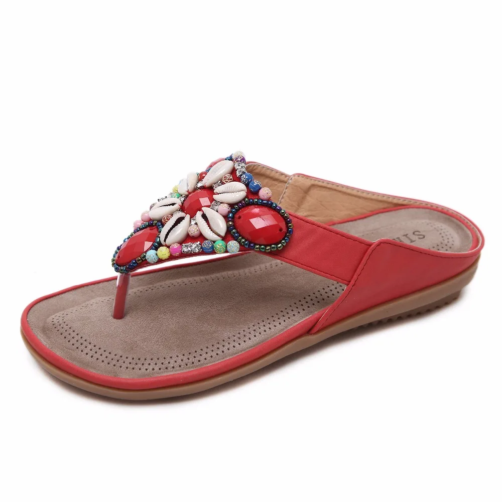 

Slipper female women sandals 2019 new summer women shoes flip flops ethnic bead shoes woman slippers beach outdoor plus size