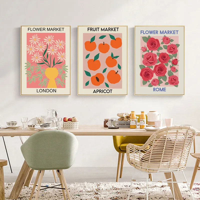 Цветочный рынок вишня Лондон Токио винтажные настенные картины на холсте
