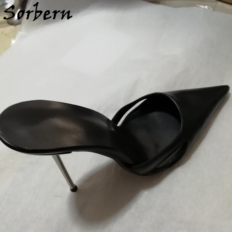 Sorbern 12Cm Stilettos Pumps Pointed Toe Slip On Slide Metal Heels Size Us10 Hollow Side Mules Party Sissy Lady Guys Heels