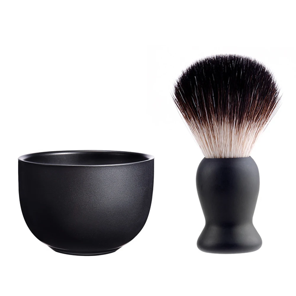 

6pcs/kit Black Men Shaving Set Brush Holder Double-sided Razor Soap Bowl Metal Safety Classic Mail Grooming Cleaning Tools Gift