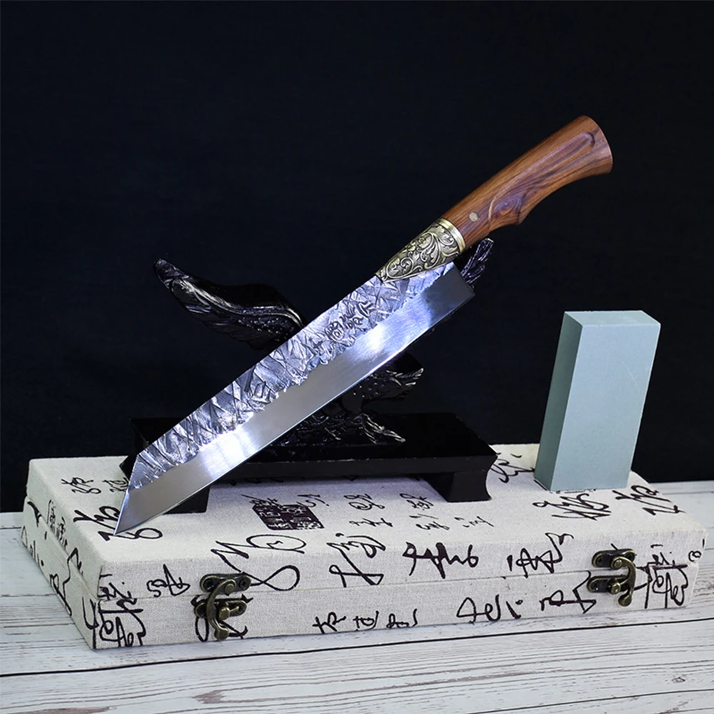 

Handmade 9" Forged Kitchen Chef Knife with Rosewood Handle fixed blade Sharp Meat Cleaver Vegetable cutter Cooking Tools gadgets