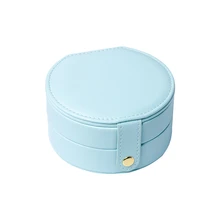 Oval hot sale mirror storage box ladies gift pu leather travel jewelry storage box five-color compact cute exquisite small fresh