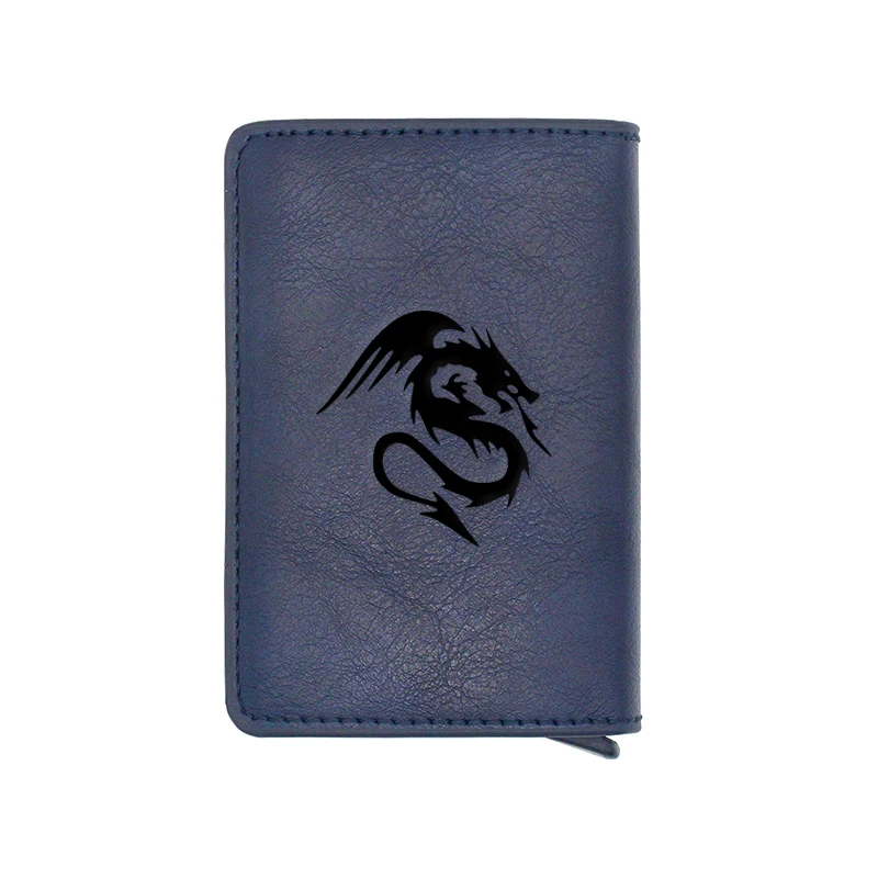 

Vintage Winged Dragon Design Card Holder Wallets Men Women Rfid Leather Short Purse Slim Mini Wallet Small Money Bag