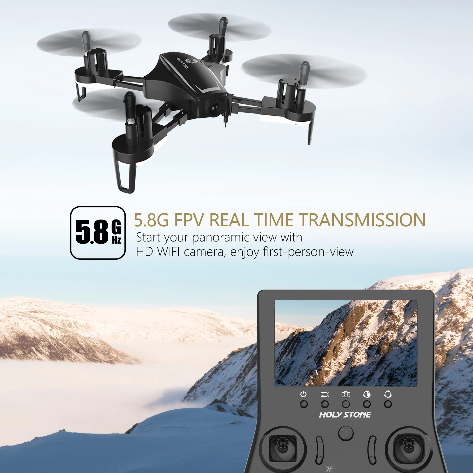 Holy Stone HS230 Радиоуправляемый Дрон 5,8 ГГц FPV Wifi 720P HD камера Дрон высокая скорость ЖК-экран сопротивление ветра RC вертолет Квадрокоптер