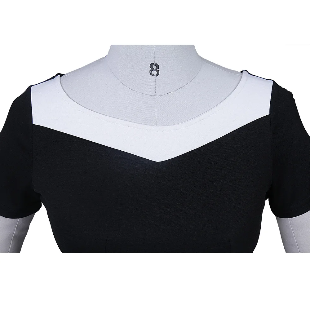 

V-Neck Pencil Midi Dress Women Sexy High Waist Casual Fashion Zipper Black White
