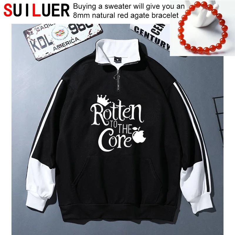 

rotten to the core evil queen Print Women 100% Cotton Casual Funny Sweatshirts For Lady Girl Hoodies Hipster Pullovers SL-193