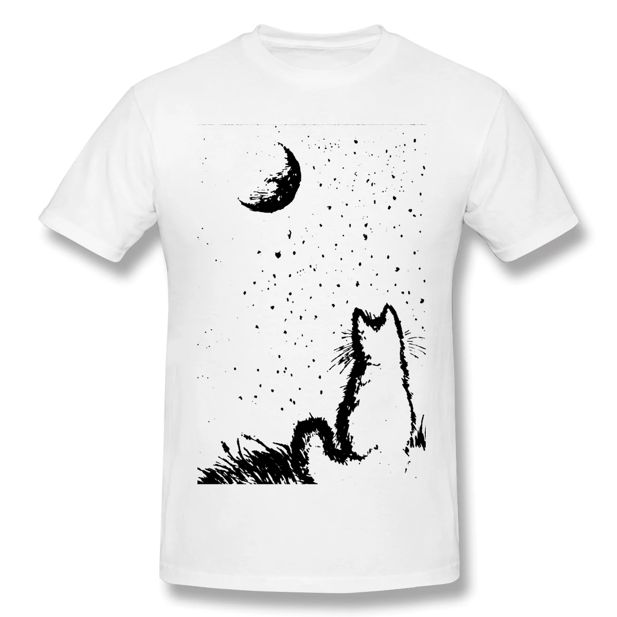 

US SIZE 100% Cotton Short Sleeve Cool Cat Print Men Tshirt Casual Loose O-neck Tees Shirts Tops Drop Shipping T-shirt