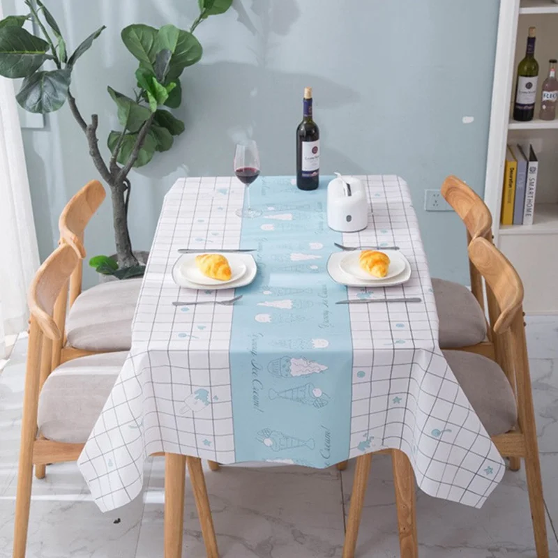 

Simple Fresh Style Table Cloth For Party Waterproof Tablecloth Plaid Print Dining Table Cover Home Decoration