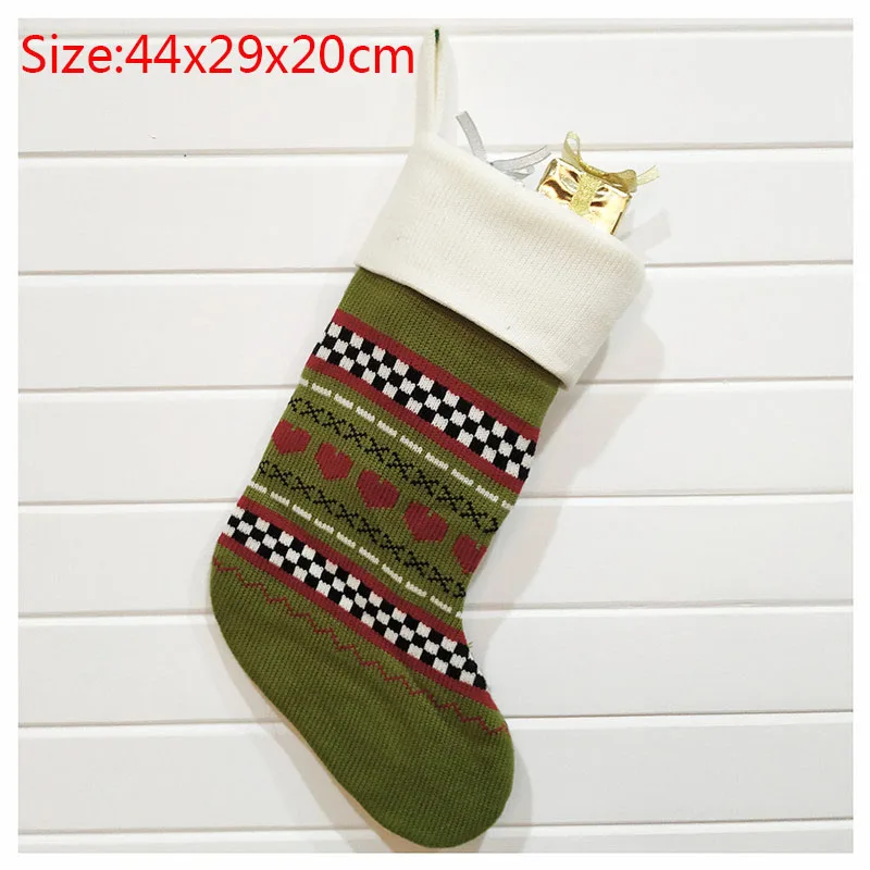 1PCs 44x29x20cm Рождественские носки с подвеской, ткань, Рождественская елка, лось, снежинка, орнамент, Рождественские узоры, вечерние украшения для дома, подарочный пакет - Цвет: 1PCs 44x29x20cm