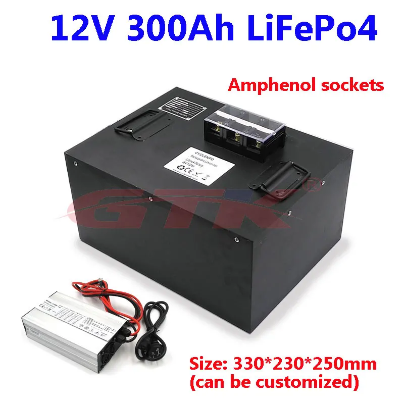 Портативный аккумулятор 12 в 300 Ач LiFepo4 с BMS для хранения энергии уличный источник