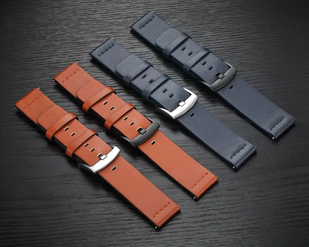 

Ремешок для часов из натуральной кожи для Samsung Galaxy, 22 мм, 20 мм, 42, 46 мм, Gear S3 Frontier, Quick Release 24, 18, ремешок для Amazfit Bip
