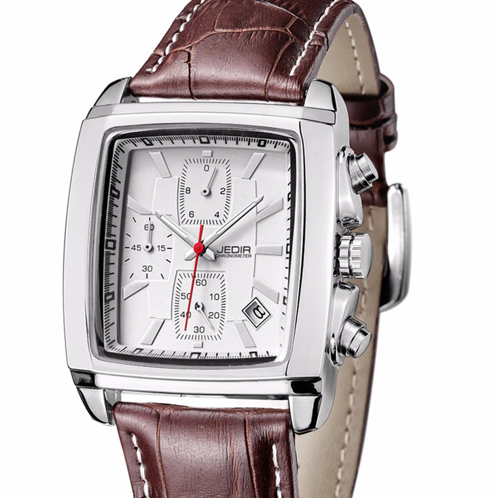 Серебряные часы Топ бренд Мужские с хронографом спортивные водонепроницаемые