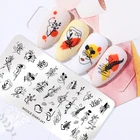 Пластины NICOLE DIARY для стемпинга ногтей 12*6 см, художественные трафареты для абстрактной печати линий вина, цветов, листьев, штамп 6*6 см