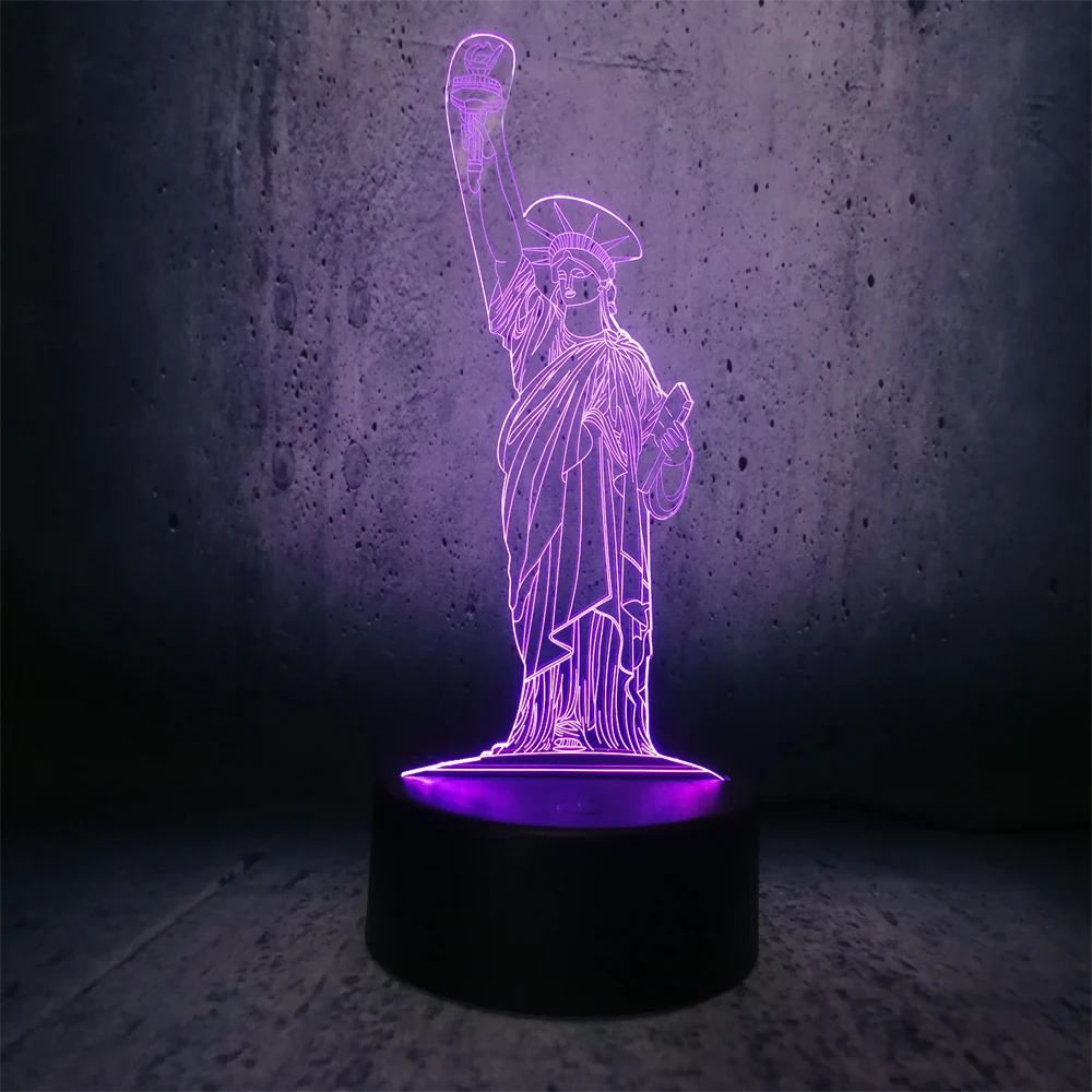 Новая Статуя Свободы 3D USB Светодиодная лампа красочное изменение факел сенсорный