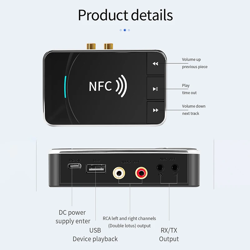 

Bluetooth Receiver Transmitter (support NFC + U Disk + Car + TV + Desktop Computer)