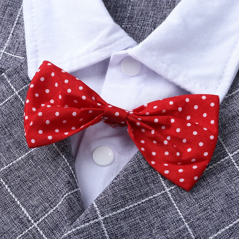 Baby Boy Clothes Set 0-4Y Toddler Kids Formal Short Sleeve Bow Knot Tie Shirt Top Plaid Pants Gentleman Suit Summer Outfit |