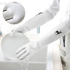 Прозрачные перчатки для мытья посуды, резиновые латексные Нескользящие износостойкие бытовые инструменты, водонепроницаемые, с длинным рукавом