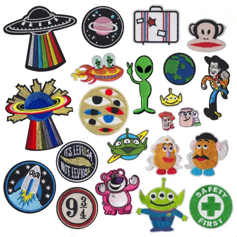 

Unknown Space Alien Rocket Stranger Things UFO Iron Patch for Clothing Punk Embroidered DIY Parches Appliqu