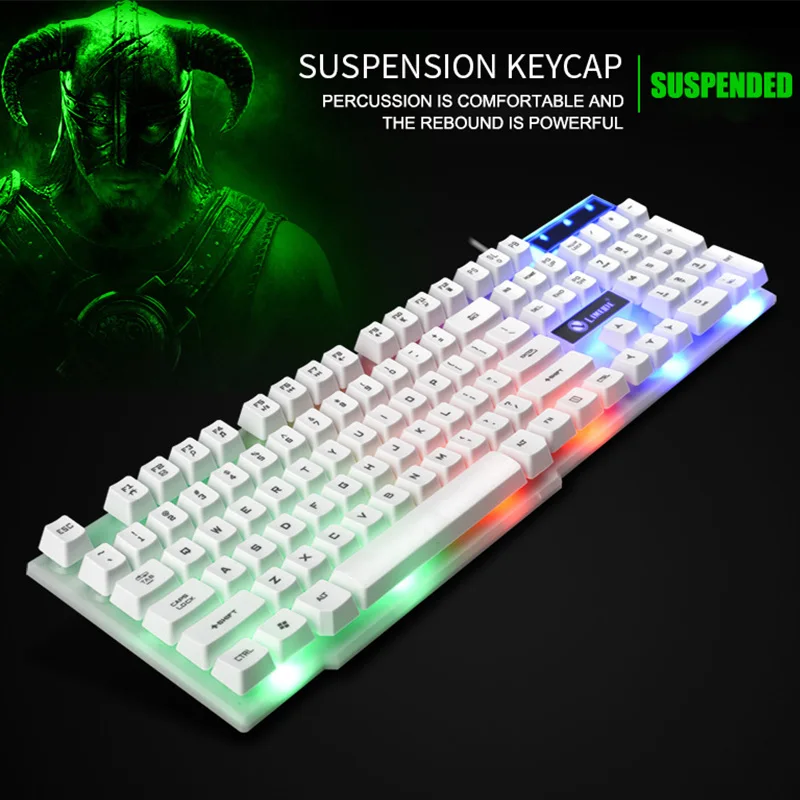 Проводная игровая клавиатура с подсветкой механическая радужной USB 104