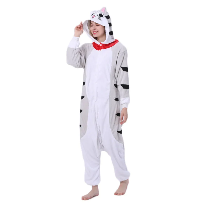Kigurumi-Pijama de franela con capucha para hombre y mujer, traje de casa para niños y adultos, mono de Animal, Kegurumi