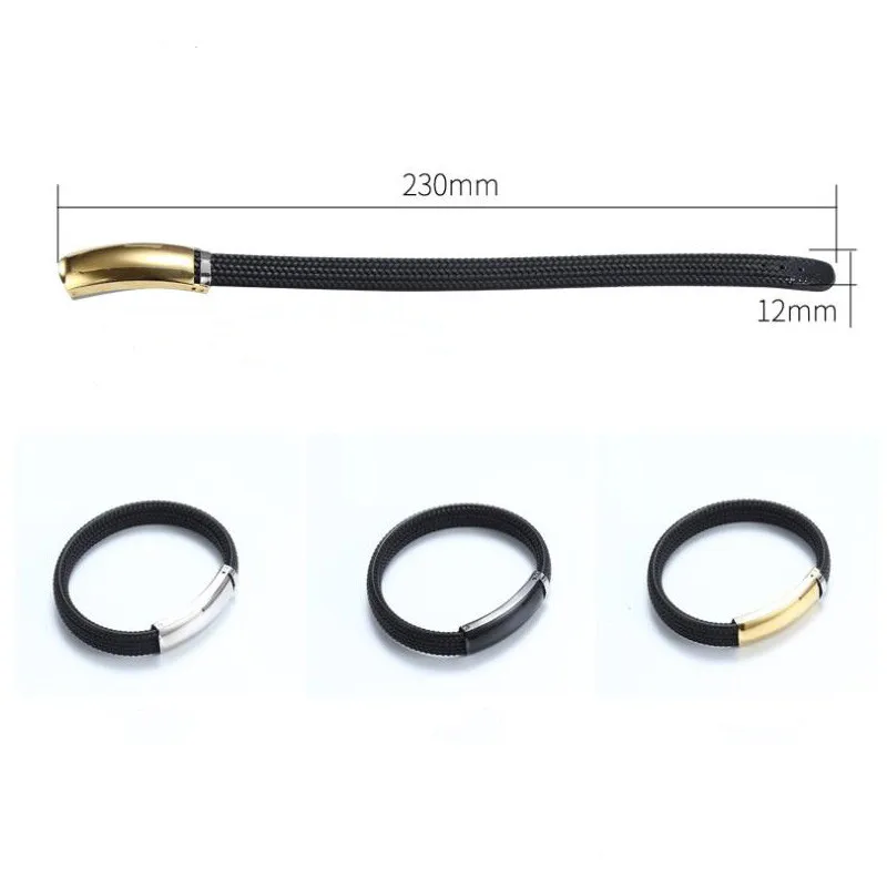 

New Luxury Stainless Steel Accessories Black Silicone Combination 2 Colors Men Bracelets Woven Bracelet for Men Birthday