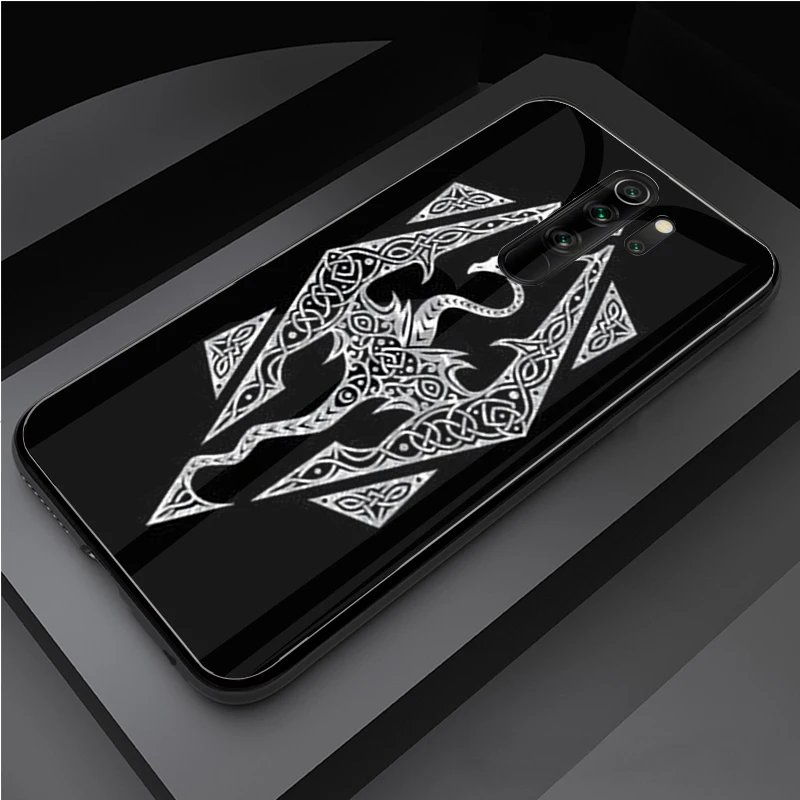 С принтом логотипа Skyrim чехол из закаленного стекла для телефона Xiaomi Redmi Note 5 6 7 8 9 Pro