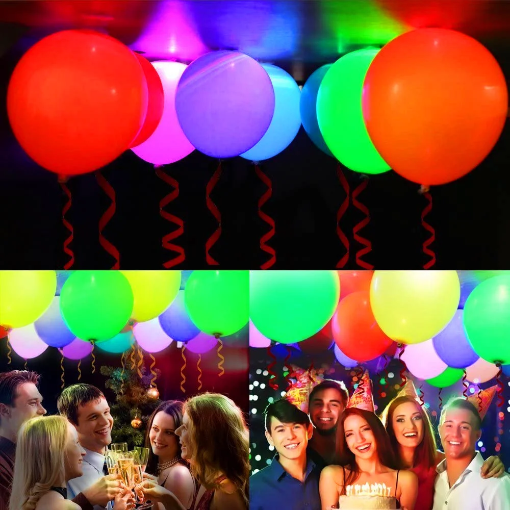 

20pcs LED Balloon Lights 12-Inch Luminous Glowing Ball Light For Birthday Party Xmas Wedding Decor With Balloon 7-In-1 Holder