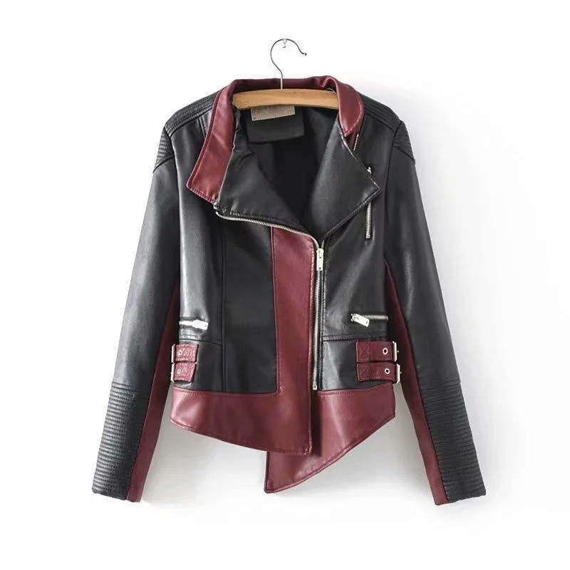 Новое поступление 2020 женская кожаная куртка модная подходящая по цвету верхняя