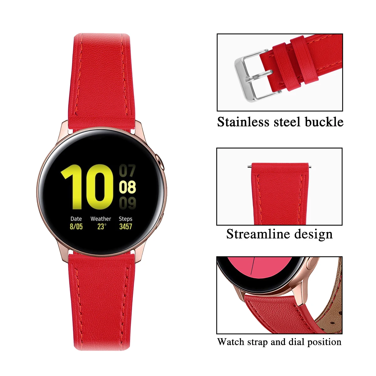 Для samsung Galaxy Watch Active 2 кожаный ремешок 20 мм высококлассный верхний слой из натуральной кожи дышащий сменный Браслет