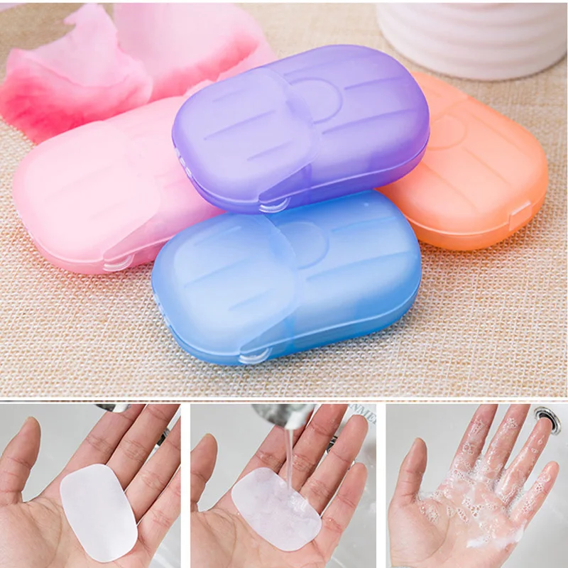 80/60/40/20PCS Portable Travel Soap Disposable Slice Sheets Paper Soap Washing Hand Body Bath Face Cleaning Face Cleansing Soaps
