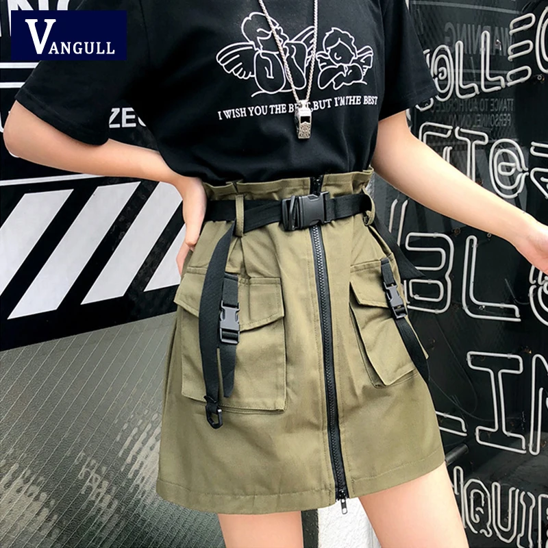 Женская юбка средней длины Vangull короткая с карманами и поясом для лета 2020