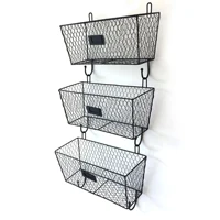 3pcs Metal Rack Basket Wall Mount Metal Wire Storage Mesh Bin For Kitchen Bathroom Laundry Closet Garage