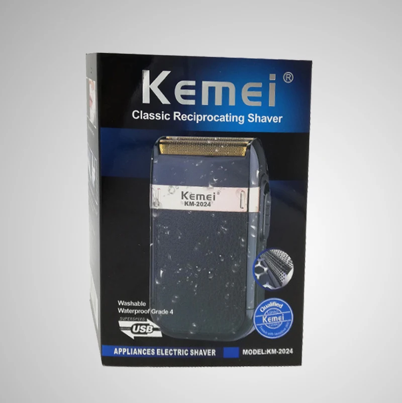 KEMEI новый станок для бритья USB зарядка поршневой двойной сетки золотой и