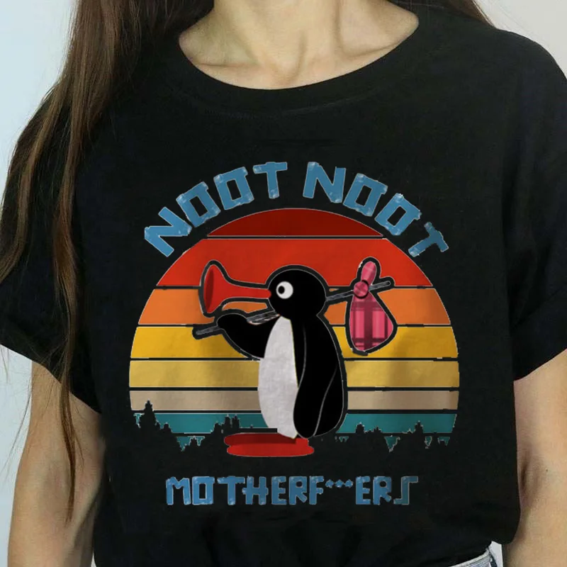 Новинка Harajuku женская футболка с рисунком пингвина топы короткими рукавами и