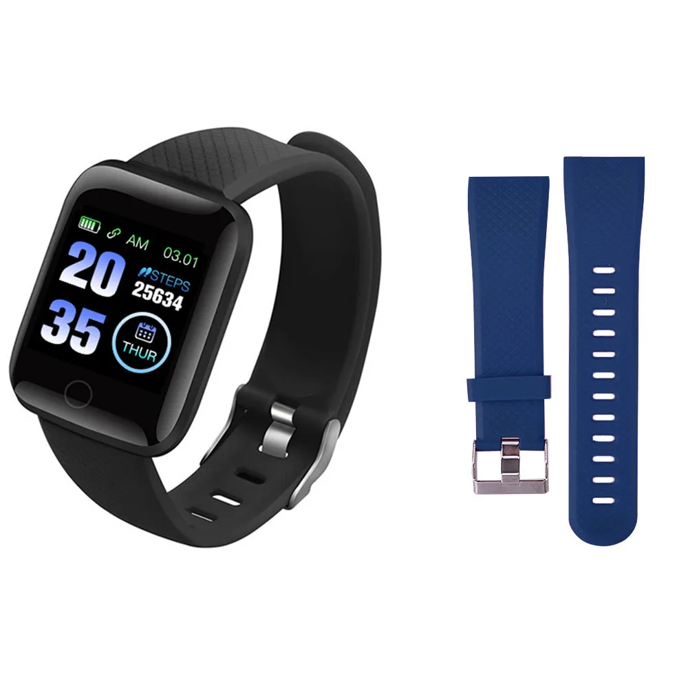 Black N Blue strap 116 плюс смарт-браслет D13 спортивный фитнес-браслет D18 умный Браслет измерение кровяного давления шагомер Smartband часы - Цвет: Black N Blue strap