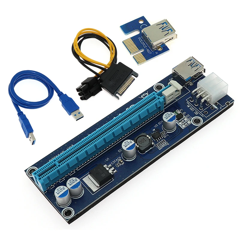 VER006 60 см PCI Экспресс Райзер-карта 1X до 16X удлинитель + USB 3 0 кабель/SATA к 4Pin шнур