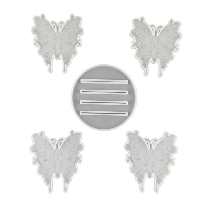 

D0LC 1 комплект горки-бабочки с подставкой для хранения основа эпоксидная смола, форма, коврик для чашки украшения силиконовая форма «сделай с...