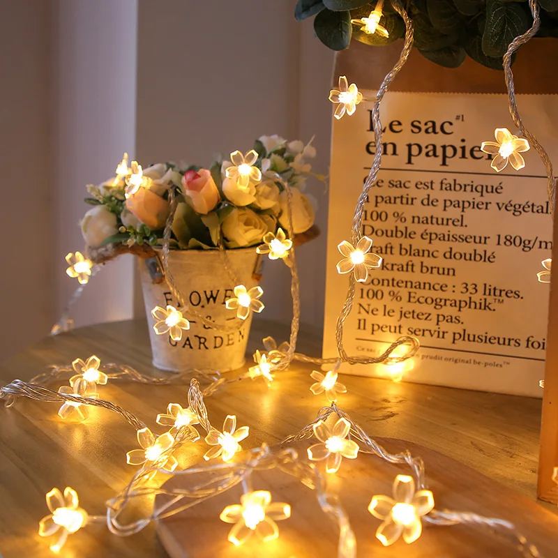 

2m 3m 6m Cherry Blossom LED String Light Garland Battery Powered LED String Fairy Lights for Indoor Wedding Christmas Decoration