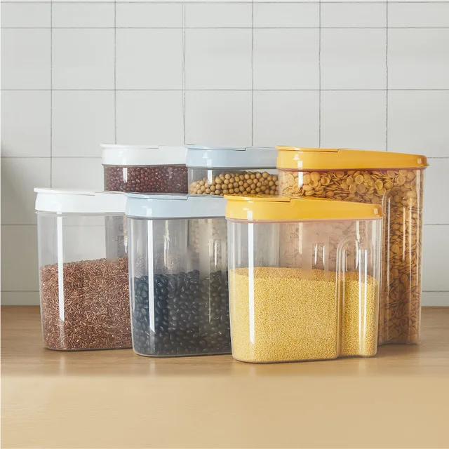 

Kitchen Airtight Dry Food Storage Container Plastic Storage Bin Dispenser with Pourable Spout Flour Container with Measuring Cup