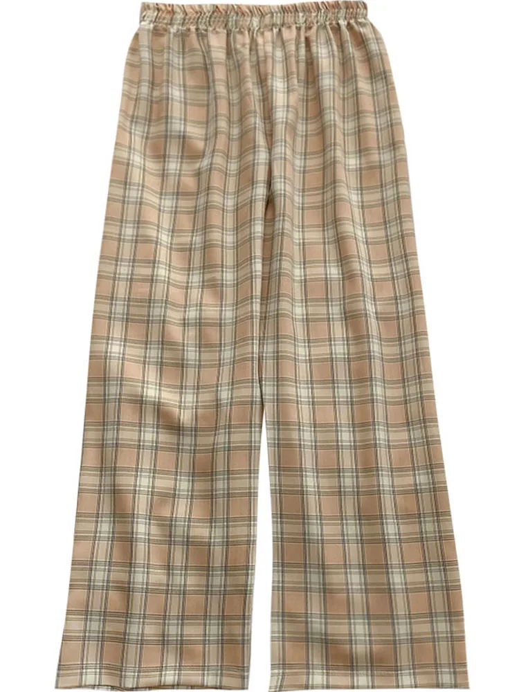 

Plaid Wide Leg Pants Women's Of New Korean In Summer Bottom Long Pants