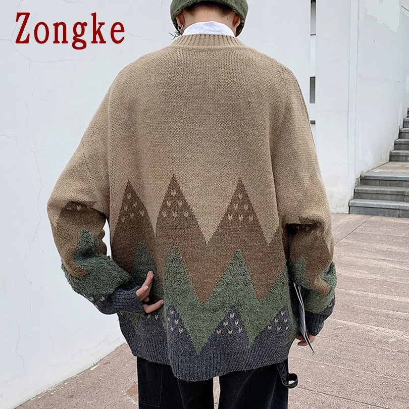 

Zongke Striped Cardigan Men Clothing Winter Knitted Cardigan Sweater Men Coats Men Sweater Fashion M-2XL 2021