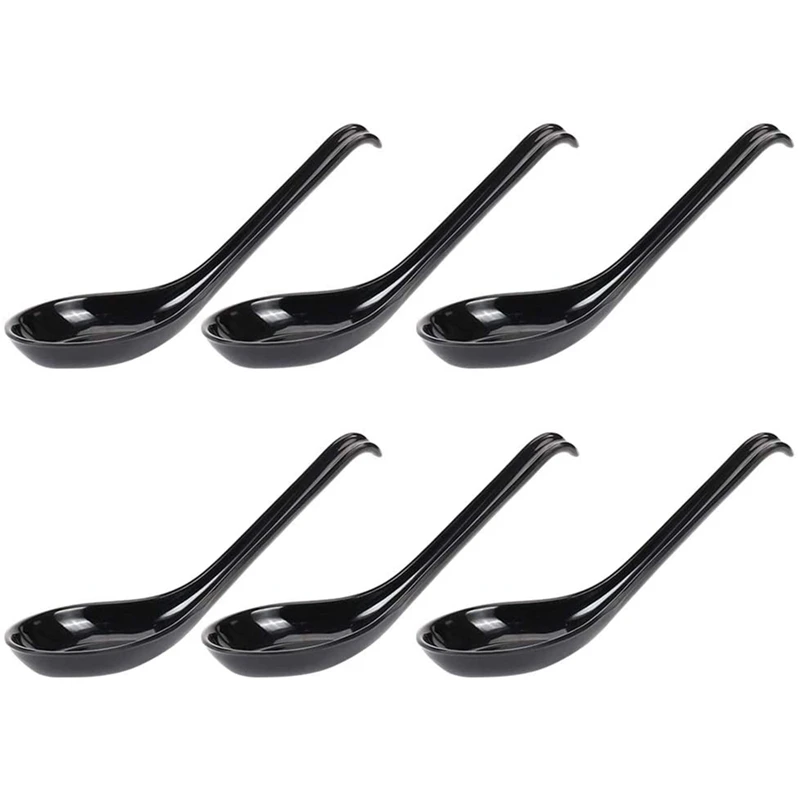 

Soup Spoons,6 Pcs Japanese Style Spoons Creative Rice Spoons Chinese Asian Soup Spoons with Long Handle for Restaurants